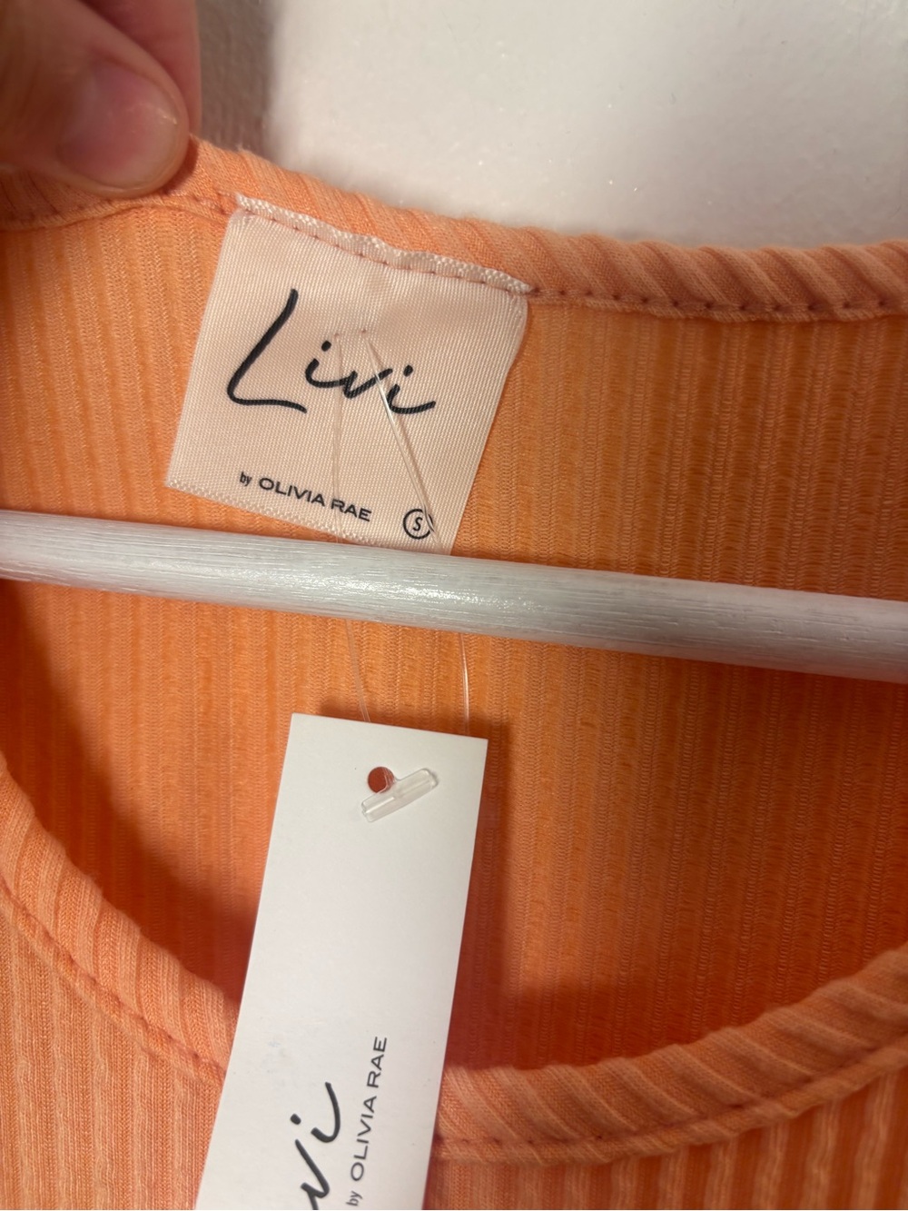 LIVI By Olivia Rae Ribbed Sleeveless Mini Dress in Peach Orange Size Small - Picture 3 of 6